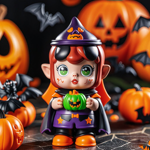 Poupée sorcière en plastique pour Halloween, forme citrouille, non toxique, décoration intérieure pour enfant - Product Image 1