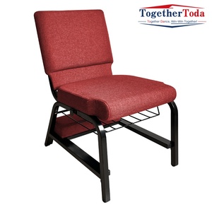 Silla de Iglesia Tapizada en Rojo Toda Together TD-CC02 con Porta Libros, Estructura Metálica Resistente para Auditorio - Product Image 1