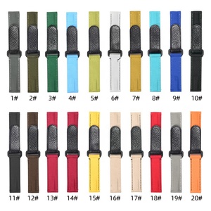 Kustom kait dan <span class=keywords><strong>Loop</strong></span> kulit nilon tali jam tangan 20mm tali jam kain - Product Image 2