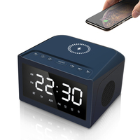 Multifunctionele digitale wekkerradio met BT-speaker, snelladen, draadloze oplader voor mobiele telefoon, ABS, klassieke woonkamer