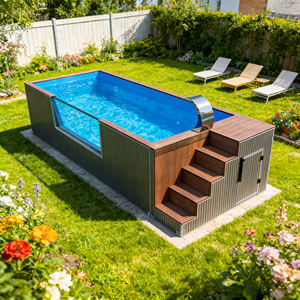 Piscine hors sol en fibre de verre, grande taille, en promotion, avec structure de récupération pour spa - Product Image 1