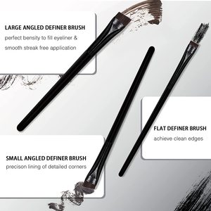 Brosse à sourcils en aluminium pour eye-liner <span class=keywords><strong>ultra</strong></span>-fine et à angle plat Brosse à sourcils à manche en bois blanc de marque privée utilisée avec le fond de teint - Product Image 5