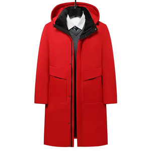 Manteau d'hiver décontracté pour homme, coupe <span class=keywords><strong>longue</strong></span>, avec fermeture éclair, grande taille, épais, avec logo décoratif, et <span class=keywords><strong>capuche</strong></span> - Product Image 3