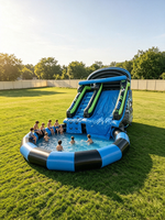 Toboggan aquatique sur le thème du football Yibei avec piscine, toboggan aquatique gonflable en PVC de qualité commerciale pour les fêtes en plein air et les entreprises de location