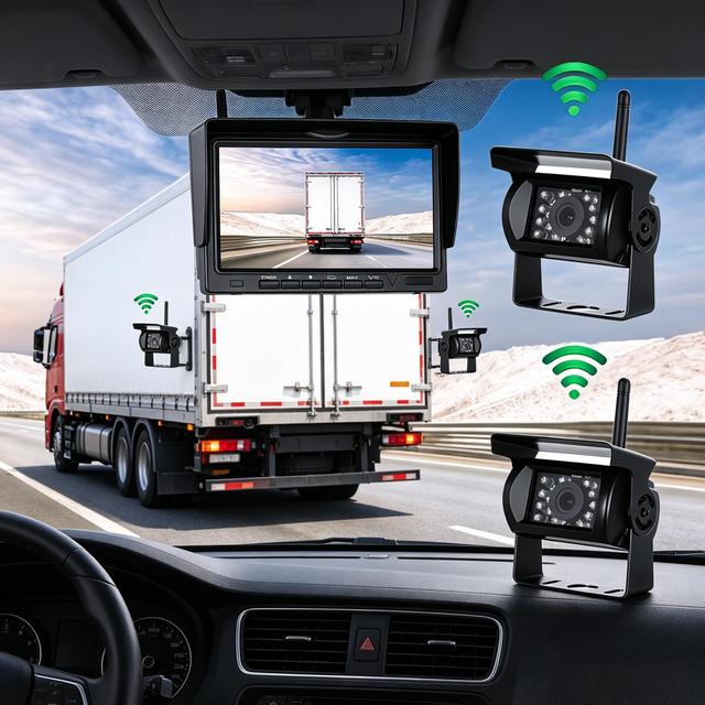 2.4G Digital Wireless Truck Backup Camera System, 7 Inch Anti-Interference Car Monitor with 30-50M Range for Commercial Vehicles