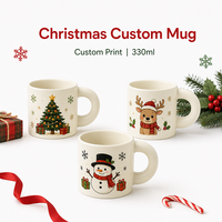 Mug en céramique personnalisé pour les fêtes, 330 ml, tasse à café personnalisée de 11 oz avec une grande poignée ronde pour les cadeaux de Noël et d'Halloween, vente en gros