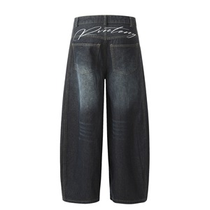 Vente en gros <span class=keywords><strong>de</strong></span> <span class=keywords><strong>jeans</strong></span> larges en forme <span class=keywords><strong>de</strong></span> cimeterre vintage élégants pour hommes pantalon en denim avec broderie et épissure Y2K - Product Image 2