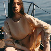 Robe Longue Bohème à Manches Longues et Dos Nu en Coton et Lin, Élégante et de Haute Qualité pour Femme