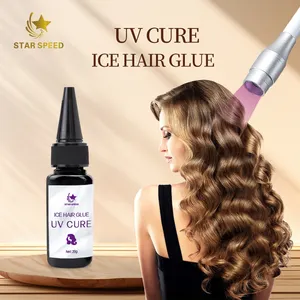 Gel de extensão de cabelo LED UV LED duradouro para cabelo, novo design, velocidade de estrela, sem dor, cola UV para extensão de cabelo, gel de LED