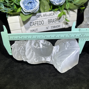 Kindfull Trắng selenite guanyin pha lê chữa bệnh đá chạm khắc selenite <span class=keywords><strong>Budda</strong></span> tượng cho Thiền Định - Product Image 5