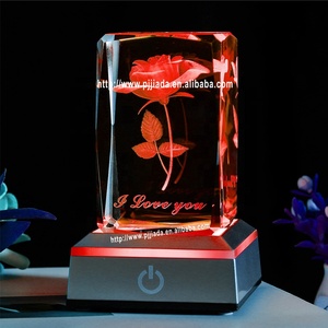 3D Rose Crystal Cube With LED <strong>Small</strong> Night Light Christmas / Valentine's Day for Mother's Day Anniversary Commemorate Gift - Product Image 3