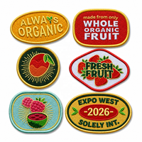 AWELLS Op maat gemaakte fruitborduurpatch, gepersonaliseerd natuurlijk oogstlogo-badge voor voedsel, kleding, tassen en hoeden