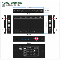 Adaptateur Répartiteur DQINFOS 1x4 (1 entrée, 4 sorties) V2.0 4K60Hz 18Gbps Convertisseur HD pour TV, DVD, Salle de Conférence