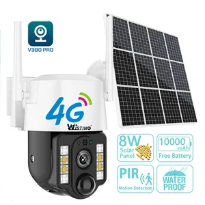 Wistino v380 ctv שמש 4 גרם מצלמה IP ptz כוח סולארי פאנל חיצוני מעקב חזון לילה צבעוני 3.0mp cctv 4g מצלמה