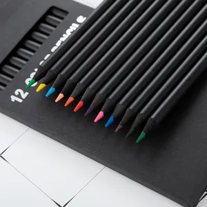 Toptan sıcak satış fabrika kişiselleştirilmiş çocuklar renkli kalem seti paketi Polychromos ahşap özelleştirilmiş boyama 12 adet renkli kalemler