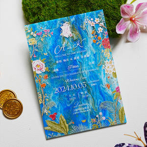 Carte d'invitation <span class=keywords><strong>de</strong></span> <span class=keywords><strong>mariage</strong></span> personnalisée en acrylique, luxueuse et élégante, avec impression bleu ambre, pour <span class=keywords><strong>faire</strong></span>-<span class=keywords><strong>part</strong></span> <span class=keywords><strong>de</strong></span> <span class=keywords><strong>mariage</strong></span> et annonces professionnelles - Product Image 1