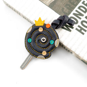 Colorful <b>Swirl</b> <b>Lollipop</b> Leather Keychain Charm with Crown Detail - Product Image 1