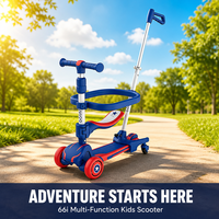Trottinette pour tout-petits 4-en-1 pliable avec siège, poignée amovible et design moderne, légère pour enfants, fournisseur chinois