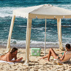 Индивидуальная печать 6,5 фута 7 футов, полосатая портативная ветрозащитная Uv50 + Пляжная палатка, укрытие от солнца, всплывающее укрытие, пляжный зонт для отдыха на открытом воздухе/ - Product Image 5