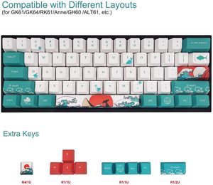 OEM personalizado teclas PBT para GK61 <span class=keywords><strong>RK61</strong></span> 60 por ciento Teclados mecánicos Teclados Mar de Coral de teclas - Product Image 2
