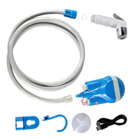 Pompe de douche portable rechargeable par USB pour l'extérieur, pomme de douche à pression douce, kit de tuyau de 6 m, ABS + acier inoxydable, 2,5 L/min pour le camping