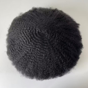 Perruque Afro Wave 12x14 pouces 4mm, Système capillaire complet en dentelle <span class=keywords><strong>pour</strong></span> hommes noirs, <span class=keywords><strong>Cheveux</strong></span> humains indiens véritables - Product Image 5