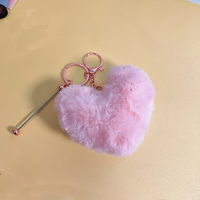Nouveau porte-clés créatif en forme de cœur avec pompon, perles colorées, boule de fourrure moelleuse, accessoires imprimés léopard en vrac
