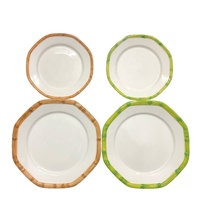 Assiette à salade en porcelaine fine, motif végétal, écologique, émaillée, minimaliste, style américain, certifiée sûre pour la consommation