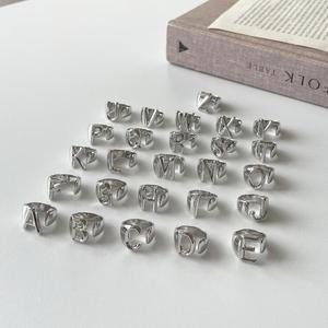 Anillo con letra del abecedario <span class=keywords><strong>a</strong></span>-z, sortija ajustable de oro de 18k, nombre grueso, irregular - Product Image 3