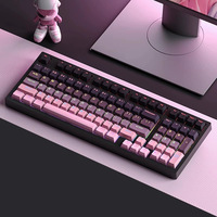 Custom 130 Key PBT OEM Profile Gradient Black Pink Shine Through Keycap Full Set for Mechanical Gaming Keyboard