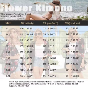 S-3XL Women Floral 3D Print Half Sleeve Shawl Chiffon Kimono <strong>Beach</strong> Cardigan Bikini Cover up Wrap Beachwear Anti-UV <strong>Coat</strong> Top - Product Image 2