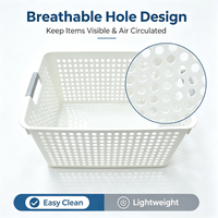 Panier de rangement en plastique épais multi-usages avec poignées, bac organisateur pour collations, jouets, articles divers, panier de rangement ménager