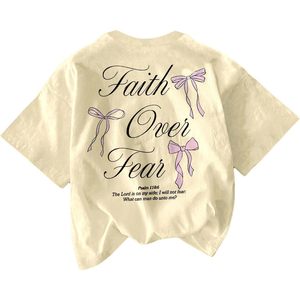 FOXA T-shirt graphique à nœud papillon pour fille, manches courtes, col rond, en coton, pour l'été - Product Image 1