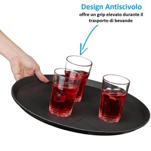 Vassoio Rettangolare da Portata 40x30 Cm con Rivestimento Antiscivolo in Gomma, Infrangibile in Polipropilene per Servizio Cucina e Sala da Pranzo - Product Image 3