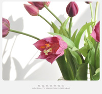 Bouquet de tulipes artificielles à 3 têtes en caoutchouc souple au toucher réel pour la décoration de la maison, du salon, des mariages et comme accessoires de photographie