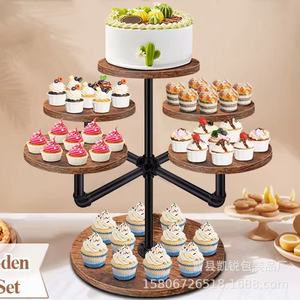 Soporte de Madera para Pastel de 5 Niveles, Redondo, Reutilizable, para Exhibición de Postres en Fiestas de Cumpleaños - Product Image 1