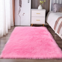 Roter Plüsch Einfarbiger Teppich Bettvorleger Flauschiger Langflor Minimalistisch Modern für Schlafzimmer Brautzimmer Mädchenzimmer