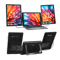 Monitor Portátil Triple de 16 Pulgadas 2.5K, Pantalla Desmontable, Extensor de Pantalla para Laptop, Plug and Play, SRGB 100% IPS