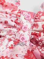 Robe Courte Élégante d'Été à Imprimé Floral et Volants pour Femme, Personnalisable, 100% Polyester, avec Nœud à la Taille et Volants aux Épaules