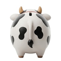 Tirelire Mignonne en Résine Vache, Boîte à Monnaie Incassable avec Clochette, Ornement de Bureau, Cadeau pour Enfants, Décoration Créative pour la Maison