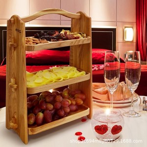 ถาดเสิร์ฟไม้ 3 ชั้น แบบพกพา สำหรับจัดเก็บผลไม้ ขนม และของใช้บนโต๊ะ - Product Image 4