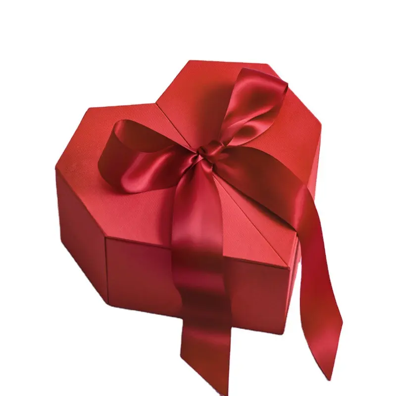Custom DIY Immortal Flower Valentine's Day Cardboard Paper Wedding Heart Shaped Gift Box Wrap With Ribbon