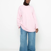Ensemble de survêtement modeste pour femmes musulmanes, manches longues, sport, femme, t-shirt citron rose