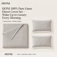 Ensemble de literie HONI certifié OEKO-TEX 100% lin, 3 pièces, style luxueux, couvre-lit moelleux pour lit queen et king, en vente
