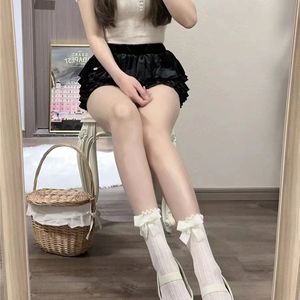 Women's Milky White Bow Mid Calf Slouch <b>Socks</b> <b>Breathable</b> Polyester Solid Color Sweat Absorbing Youth Style - Product Image 3