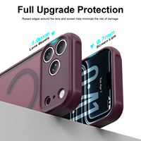 Coque de téléphone magnétique antichoc rouge vin pour iPhone 18 Pro Max, coque de protection anti-chute givrée pour iPhone 18 Duo