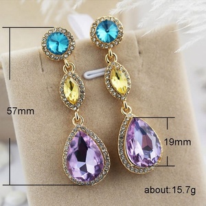 European American Trendy Fashion Zircon <b>Crystal</b> Women's Gold Plated Copper Alloy <b>Water</b> Drop Long Drop Earrings Jewelry for - Product Image 4