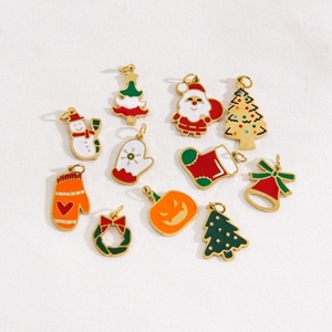 Bijoux personnalisés en gros, pendentifs et breloques en acier inoxydable plaqué or, breloques en émail coloré, breloques d'Halloween, breloques de Noël, breloques DIY - Product Image 3