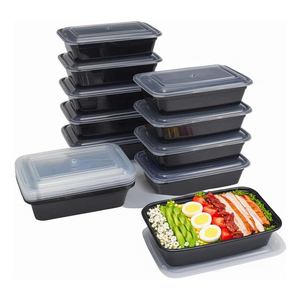 Recipientes Apilables para Almacenamiento de Alimentos, Aptos para Microondas, Lavavajillas y Uso en la Preparación de Comidas, de Plástico PP Moldeado por Inyección, Desechables, Herméticos, de 12oz-38oz - Product Image 1