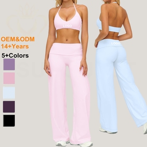 Nylon Spamdex 2 Piece Yoga Set Breathable Sportwear Suit Soft Women's High Waist Workout <b>Leggings</b> and Fitness Bra Gym Sets - Product Image 1